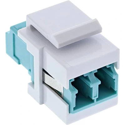 Afbeelding van InLine 89988B LWL Keystone Snap in koppeling wit, duplex LC, multimode, turquoise, keramische huls