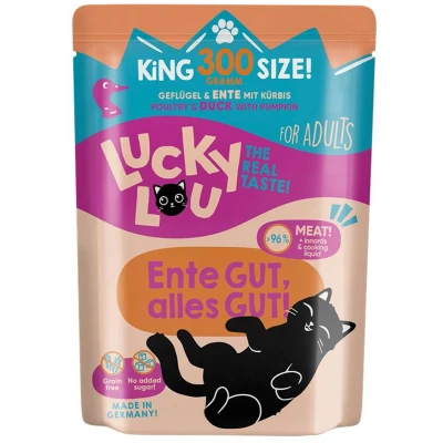 Afbeelding van 6x300g Lucky Lou Adult Gevogelte &amp; Eend nat kattenvoer