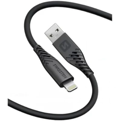 Afbeelding van Swissten Soft Silicone USB A naar C Kabel (60W) 1.5m Zwart (Let Op: Aansluiting)