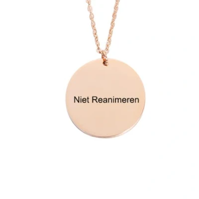 Afbeelding van Gegraveerde Niet Reanimeren Ketting Penning Do Not Resuscitate Gegraveerd Cirkel Roestvrij Staal RVS Verstelbaar Rosé Goudkleurig