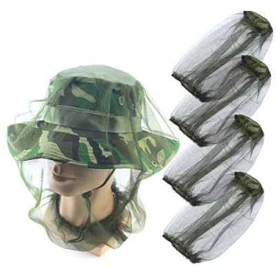 Afbeelding van Vientiane Muggenmasker, 4 stuks muggennet, muts, bijenteelthoed, gezichtsgaas, hoofdbedekking, imker, anti muggenhoed voor bijenteelt, vissen, bescherming buitenliefhebbers