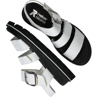 Afbeelding van Rieker Evolution Sandalen met sleehak, Dames, Maat: 38, Weiss Leer