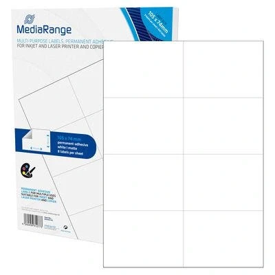 Afbeelding van MediaRange Universele etiketten, sterk hechtende, 50 vellen A4 8 labels (105 x 74mm), wit