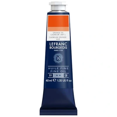 Afbeelding van Lefranc Bourgeois 301759 Fijne olieverf van uitstekende kwaliteit, lichtecht met een gelijkmatige consistentie, tube 40 ml, ideaal voor spieraammen, canvas, schilderbord Cadmiumoranje tint