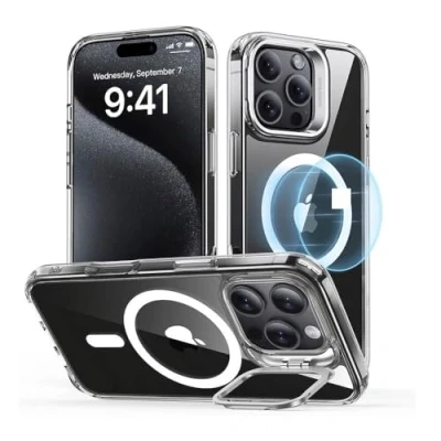 Afbeelding van ESR Hoesje Geschikt voor Apple iPhone 16 Pro Classic Hybrid HaloLock Compatibel met MagSafe en Back Cover Standaard Camera Kickstand Transparant