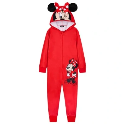 Afbeelding van Disney pyjama voor meisjes, Stitch met doorlopende ritssluiting, leeftijd 4 14 jaar, kerstcadeau (Rode Minnie, 5 6 jaar)