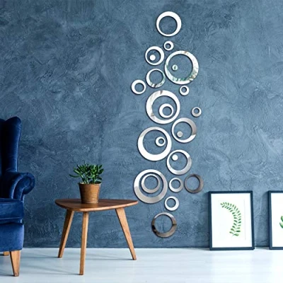 Afbeelding van Verwijderbare Acryl Spiegel Instelling Muursticker Stickers voor Thuis Woonkamer Slaapkamer Woondecoratie Muurdecoratie (Stijl 8, 48 Stuks)