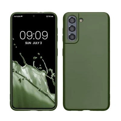 Afbeelding van kwmobile telefoonhoesje compatibel met Samsung Galaxy S21 hoesje Zachte case voor smartphone Back cover in metallic dennengroen