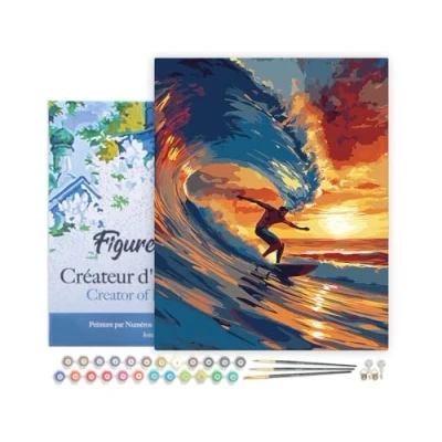 Afbeelding van Figured&#039;Art Schilderen op Nummer Volwassenen met lijst Golfsurfen Handwerk acrylverf Kit DIY Compleet 40x50cm Canvas al ingelijst