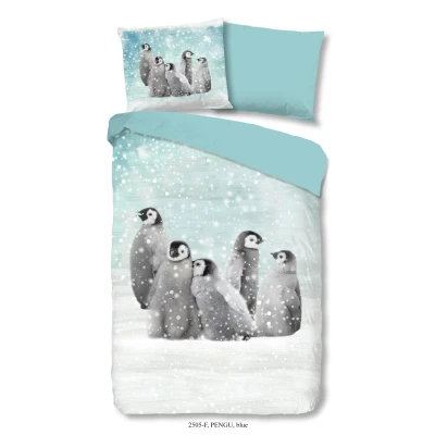 Afbeelding van Dekbedovertrek Good Morning Pengu Blue Flanel 140 x 200 / 220 cm 1 Persoons