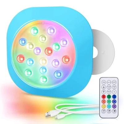 Afbeelding van LyLmLe Oplaadbare zwembadverlichting, ledlicht, RGBW, IP68, waterdicht, met afstandsbediening, 14 cm, magnetische led spot kleurverandering, voor zwembad, afneembaar, begraven, spa /whirlpool