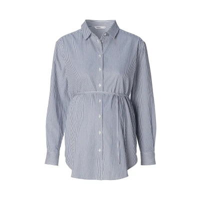 Afbeelding van Noppies maternity gestreepte zwangerschaps en voedingsblouse Arles blauw/wit