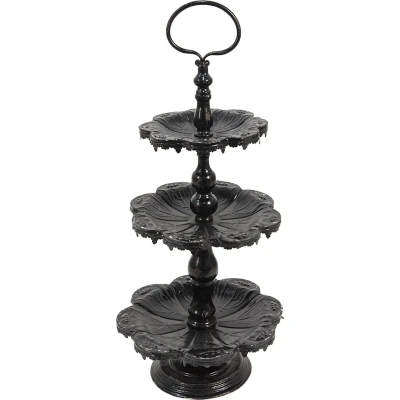 Afbeelding van Clayre &amp; Eef Zwarte Etagère Ø 33*71 cm 6Y2710Z
