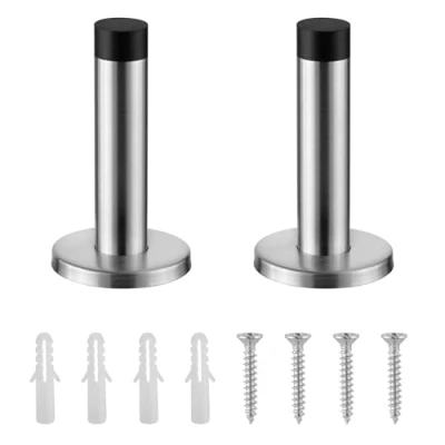 Afbeelding van H&amp;S 2X Deurstop Stopper Wandmontage Mount Heavy Duty RVS Bumper Rubber Buffer T, Zilver, Percel 0799475473982