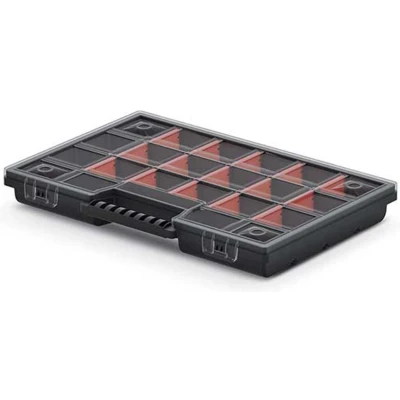 Afbeelding van Kistenberg Sorteerbox/vakjes koffer spijkers/schroeven/kleine spullen 20 vaks kunststof zwart 29 x 3.5 cm