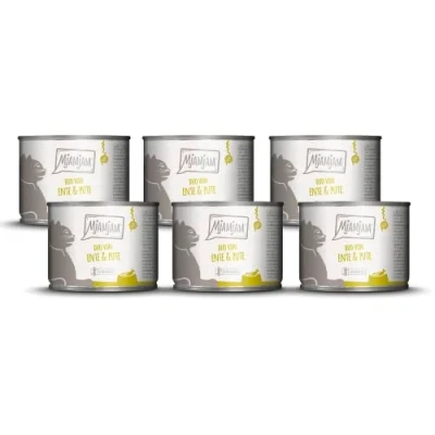 Afbeelding van MjAMjAM Premium natvoer voor katten DUO van malse eend &amp; goede kalkoen met gestoomde pompoen, pak 6 (6 x 200 g), graanvrij extra vlees