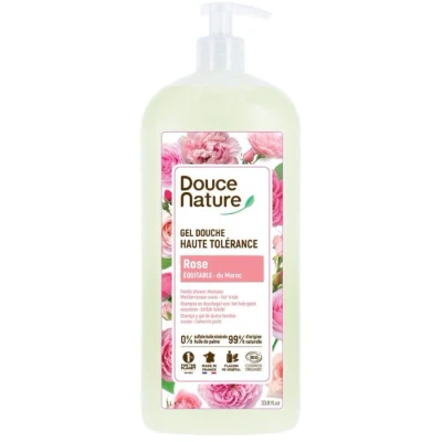 Afbeelding van Douce Nature Douchegel Hoge Tolerantie Roos Uit Marokko Bio, 1000 ml