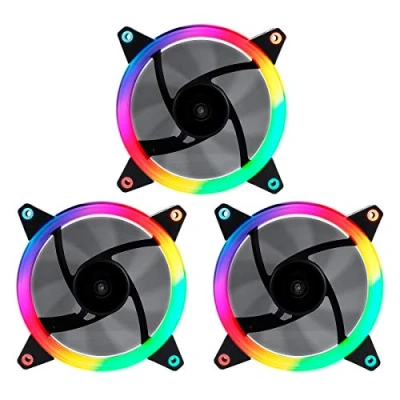 Afbeelding van UNYKAch Candy 30 ARGB RING LED PC ventilator, 120 mm, gaming pc, rubberen houder, 7 vleugels, ultra stil, afstandsbediening en controller