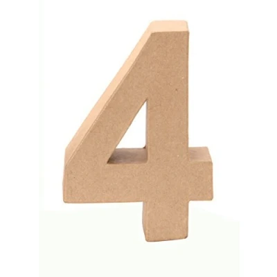 Afbeelding van Glorex 6 2029 134 karton getal 4, van bruin karton, ca. 17,5 x 5,5 cm groot, om te beschilderen en beplakken, voor servettentechniek decoratch, ideaal als decoratie