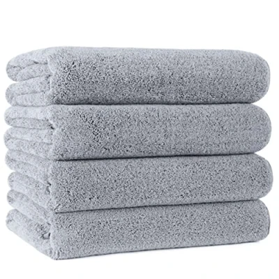 Afbeelding van Polyte Microvezel badhanddoek sneldrogend/niet pluizend 4 stuks grijs 144,8 x 76,2 cm