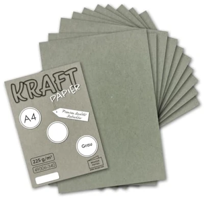 Afbeelding van 25x Vintage Kraft Papier in grijs DIN A4 21 x 29,7 cm 210 297 mm 240 g/m² natuurlijk gerecycled papier, ecologisch knutselkarton enkele kaart UmWelt van GUSTAV NEUSER