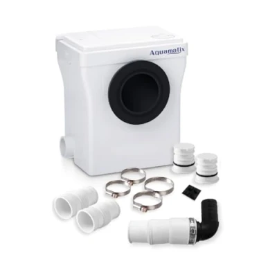 Afbeelding van Aquamatix Cubo 400W Broyeur 110L/min Vuilwaterpomp voor toilet, wastafel, en badkuip met koolstoffilter, 8m Verticaal pompen