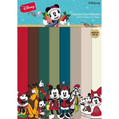 Afbeelding van Mickey and Minnie Christmas Coloured Card A4 Pack