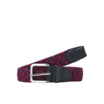 Afbeelding van Jack &amp; Jones Jacspring BELT NOOS Gevlochten riem, Heren, Maat: 85, Navy blazer detail:red mix