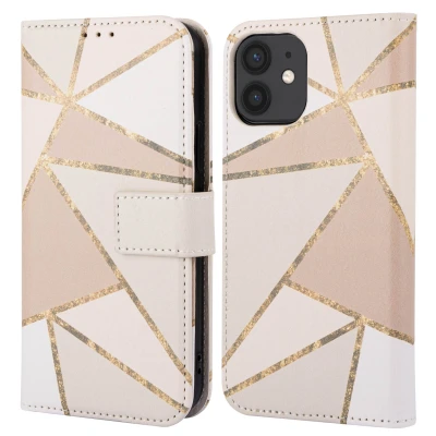 Afbeelding van Apple iPhone 12 Hoesje Kunstleder imoshion Bookcase Beige Graphic Telefoonhoesje