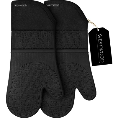Afbeelding van Westwood™ Siliconen Ovenwanten 2 Stuks Ovenhandschoenen Hittebestendig tot 250 C EN407 Gecertificeerd Zwart