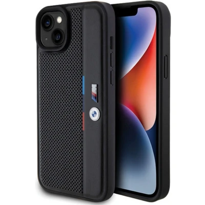 Afbeelding van BMW M Perforated Tricolor Back Case Geschikt voor Apple iPhone 15 Plus (6.7&quot;) Zwart