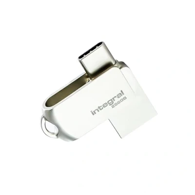 Afbeelding van Integral 256 GB 360 dubbele USB 3.2 Gen 1 Type C &amp; A flashdrive met massief metalen behuizing, snelle overdrachtssnelheden en eenvoudig Plug Play