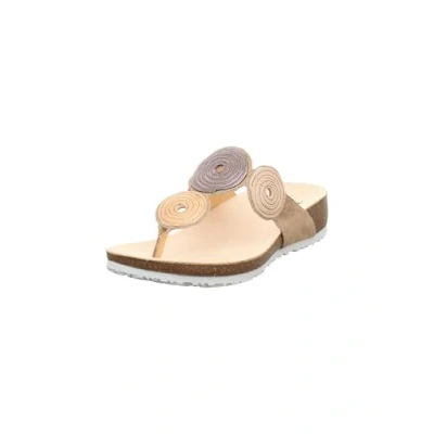 Afbeelding van Think! dames JULIA chromfrei gegerbte nachhaltige Pantolette, LINEN/KOMBI 4010