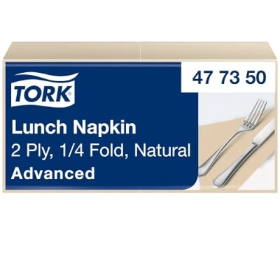 Afbeelding van Tork Lunchservet 33x33cm 2 laags 1/4 vouw Natural 477350