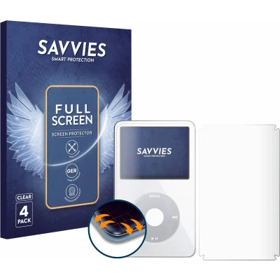Afbeelding van Savvies Screenprotector voor Apple iPod Classic Video (Voor+Achter) Folie Beschermfolie transparant volledig dekking (4 Stuks)