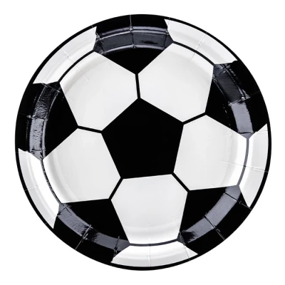 Afbeelding van Kartonnen bordje 18cm voetbal, 6 stuks