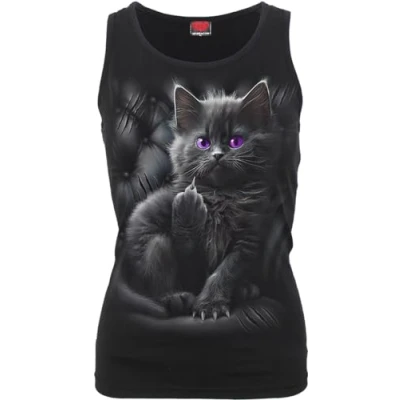 Afbeelding van Spiral Cattitude Razor Back Top Zwart, S