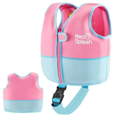 Afbeelding van NEO SPLASH Drijfvest voor kinderen, meisjes, jongens, zwemhulp, zwemvest kleine kinderen met verstelbare veiligheidsbandjes, leeftijd 1 6 jaar (rozeblauw, 3)