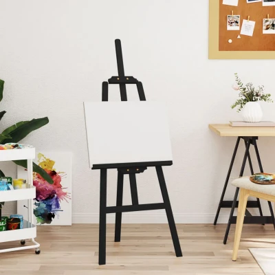 Afbeelding van VidaXL Schildersezel 53,5x95x127 cm massief grenenhout zwart