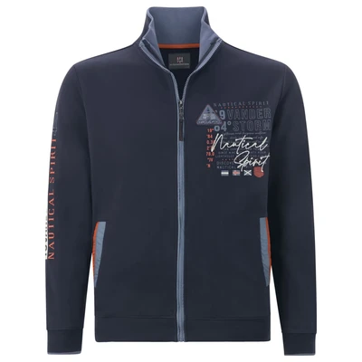 Afbeelding van Jan Vanderstorm +FIT Collectie vest LINDSEN Plus Size met printopdruk donkerblauw