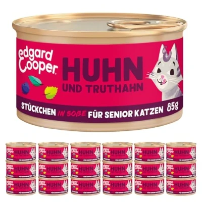 Afbeelding van Edgard &amp; Cooper Set van 18 nat, graanvrij, kattenvoer, 85 g (set 18) echt voedsel, voedzame slachtafval, gezonde ingrediënten (Senior kip/diner)