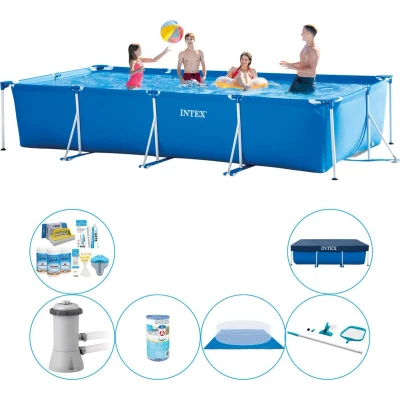 Afbeelding van Intex Frame Pool Rechthoekig 450x220x84 cm Zwembad Combi Deal