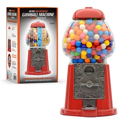 Afbeelding van CKB Snoepautomaat Grote Retro snoepmachine Rode Kauwgomballen automaat gumball machine