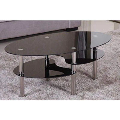 Afbeelding van Euro Tische Salontafel van glas met 8 mm veiligheidsglas en facetgeslepen, glazen tafel, perfect geschikt als bijzettafel, woonkamertafel (98 x 58 42 cm, zwart)