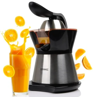 Afbeelding van Duronic JE304 Elektrische sappers, 300 W, citroenpers, 400 ml, citruspers, 2 kegels, sinaasappelpers, hoge sapwinning, roestvrijstalen fruitpers met zeef, citrusjuicer, sinaasappelpers
