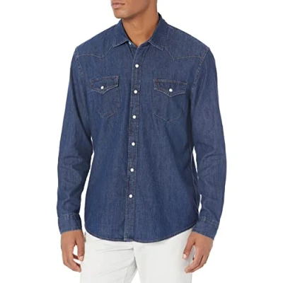 Afbeelding van Amazon Essentials Regular fit Denim Shirt met lange mouwen, Medium Blauw,