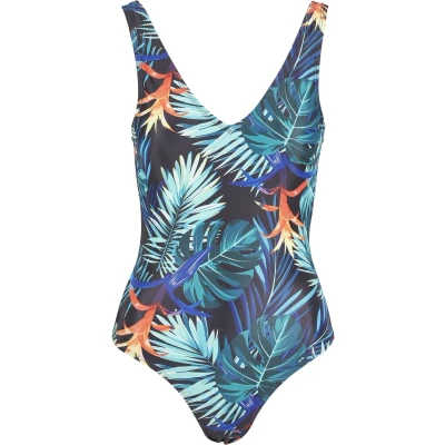 Afbeelding van Urban Classics Ladies HIGH LEG Pattern Swimsuit Badpak, Dames, Maat: Large, Vriesea black