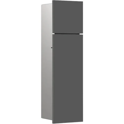 Afbeelding van Emco asis pure toiletmodule inbouw met 2 deuren 17x60x16 25cm rechts diamant grijs mat 975551503