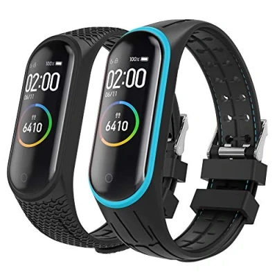 Afbeelding van MoKo 2 PACK Band Compatible with Xiaomi Mi 3/Mi 4, Soft Silicone Replacement Wristband Strap Bracelet Fit 4 Smart Watch Blue &amp; Black
