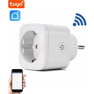 Afbeelding van Denver Slimme Stekker met Energiemeter Randaarde Tijdschakelaar Smart plug TUYA Werkt Amazon Alexa en Google Home WiFi Voor iOS Android SHP102